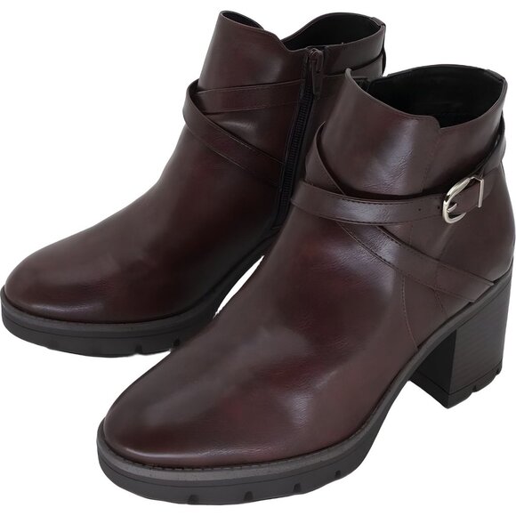 Naturalizer Women's Madalynn Buckle Water Repellent Ankle Boot Cinnamon Brown 11 - Picture 2 of 6